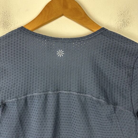 Athleta Mesh Scoop Neck Pullover Shirt Womens Size S Blue Pullover Athletic Gym - Picture 9 of 11